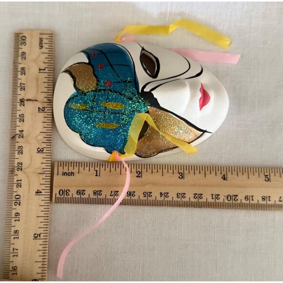 Handcrafted Venetian Style Decorative Mask Wall Art Glitter Mardi Gras Theatre - Picture 4 of 4